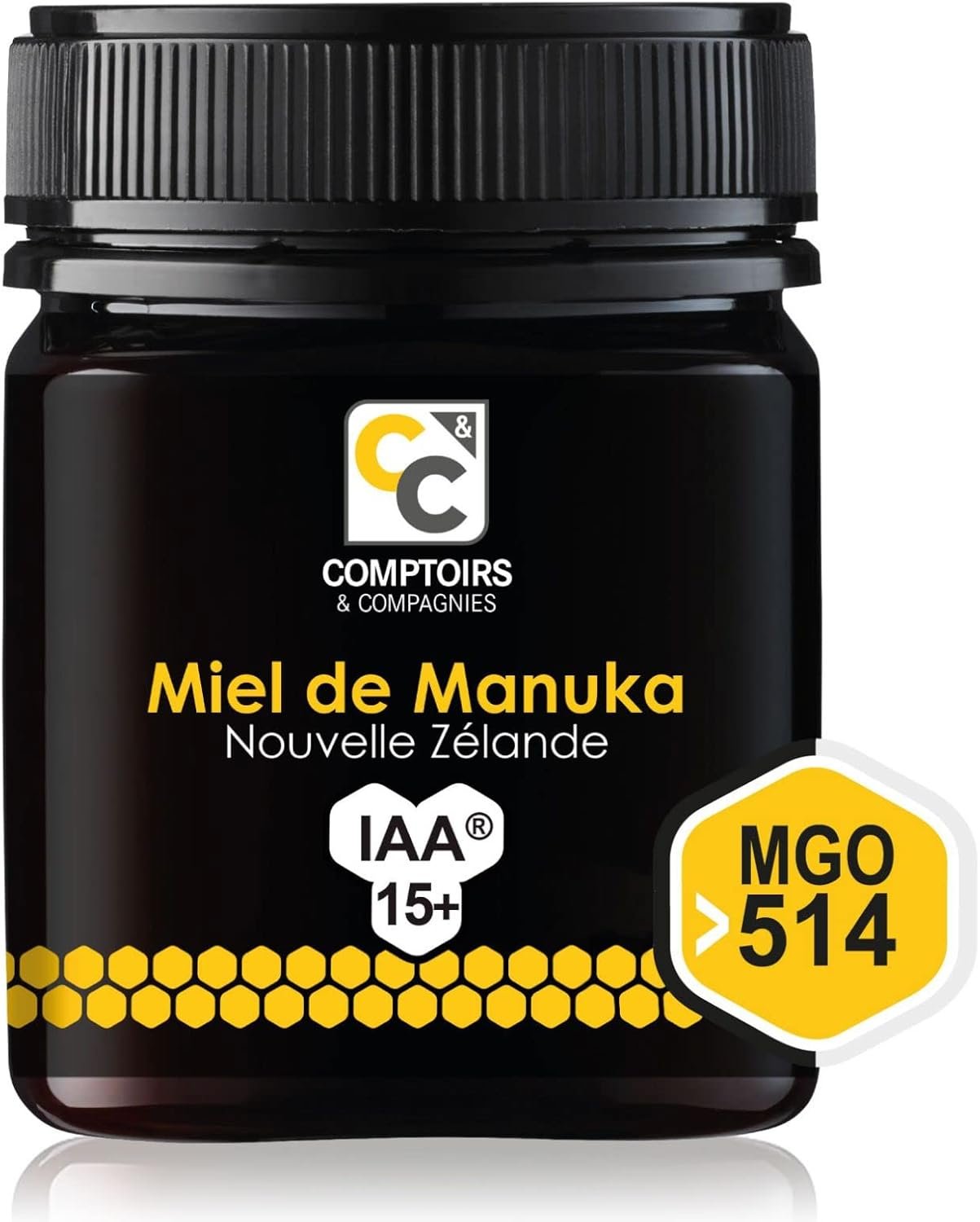 Miel de Manuka IAA 15+ issu de Nouvelle-Zélande, riche en méthylglyoxal (MGO), antibactérien naturel exceptionnel pour stimuler le système immunitaire et apaiser la gorge.