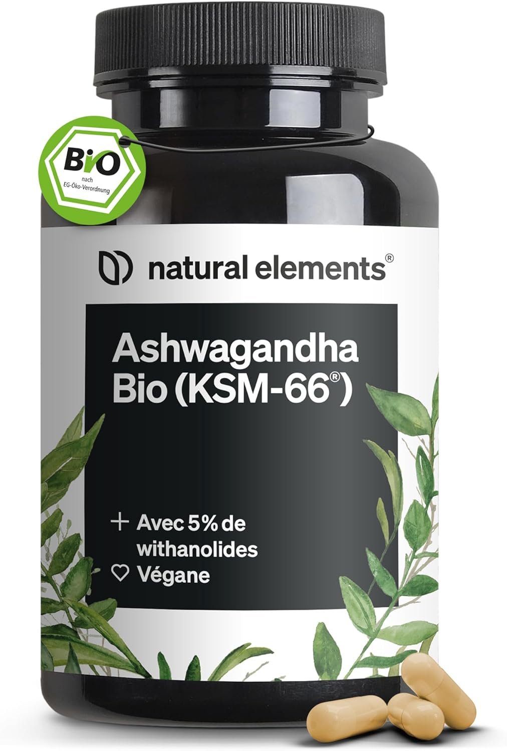 Extrait d’ashwagandha adaptogène pour réduire le cortisol et soutenir l’équilibre émotionnel.