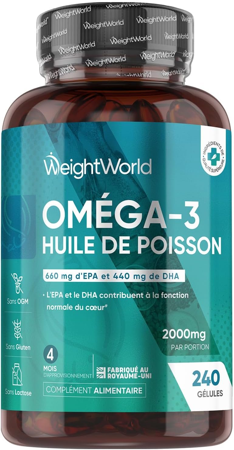 Complément d’oméga-3 EPA et DHA pour réduire l’inflammation et soutenir la santé cardiovasculaire.