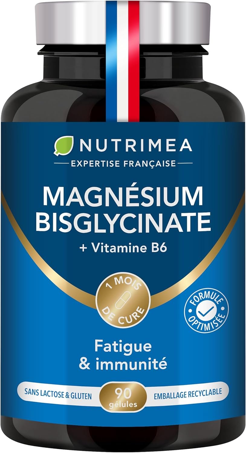 Complément naturel de magnésium et vitamine B6 pour apaiser le stress, soutenir un cerveau surmené et améliorer la qualité du sommeil.