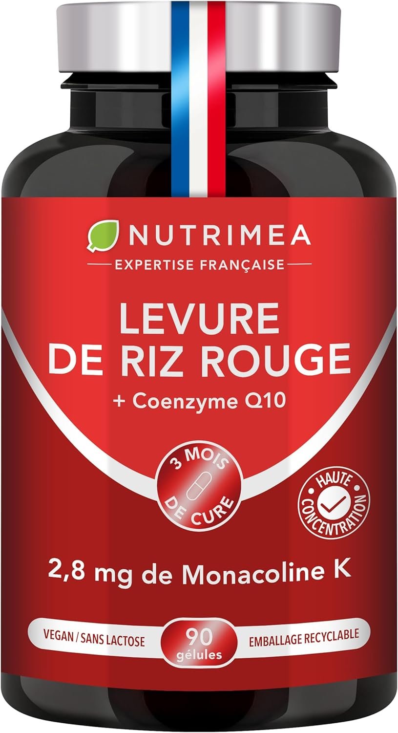 Levure de riz rouge riche en monacoline K pour soutenir la régulation du cholestérol LDL.