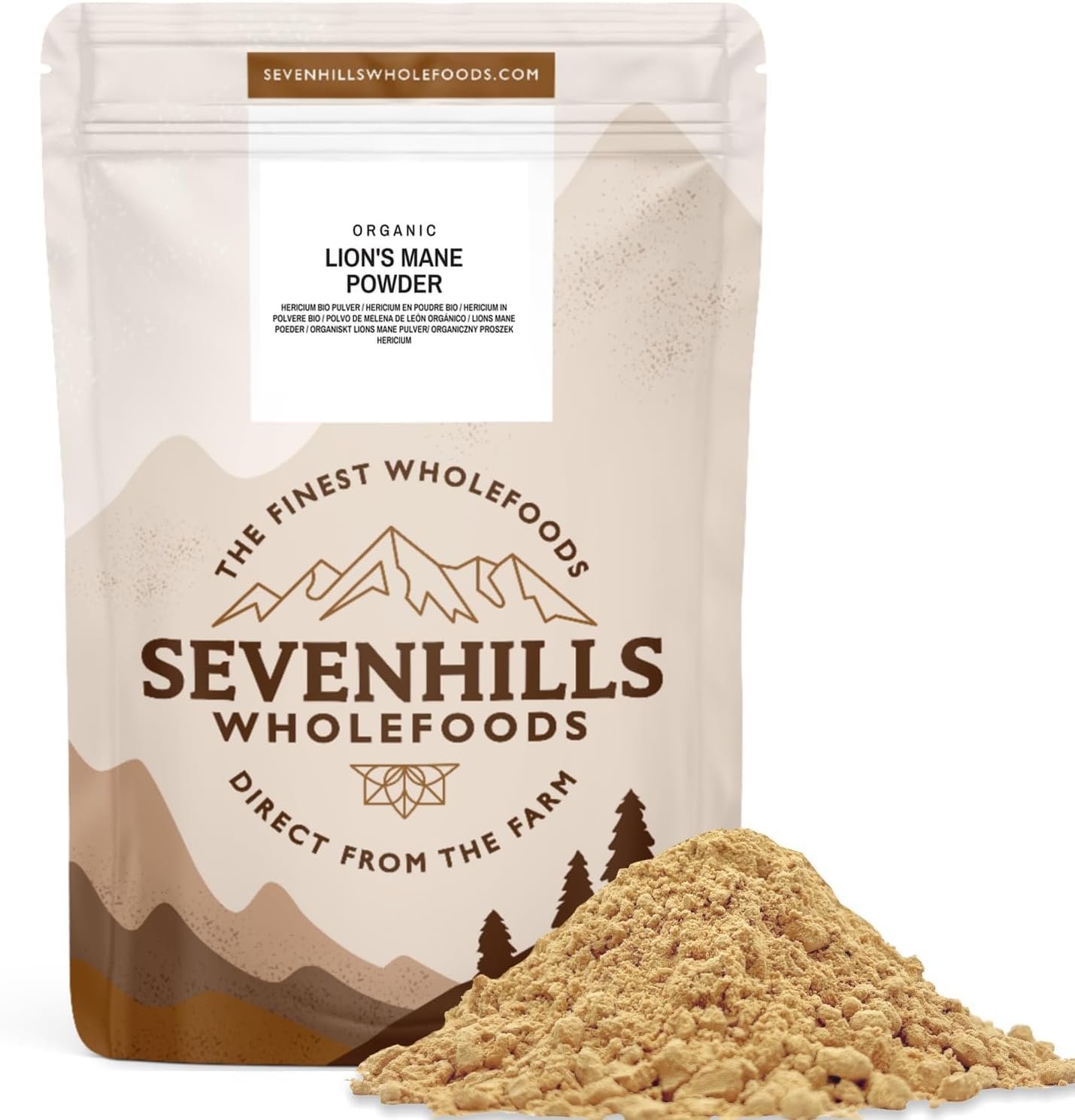 Gros plan sur la poudre fine de Lion's Mane, ingrédient phare du café au champignon adaptogène pour favoriser la clarté mentale et la concentration